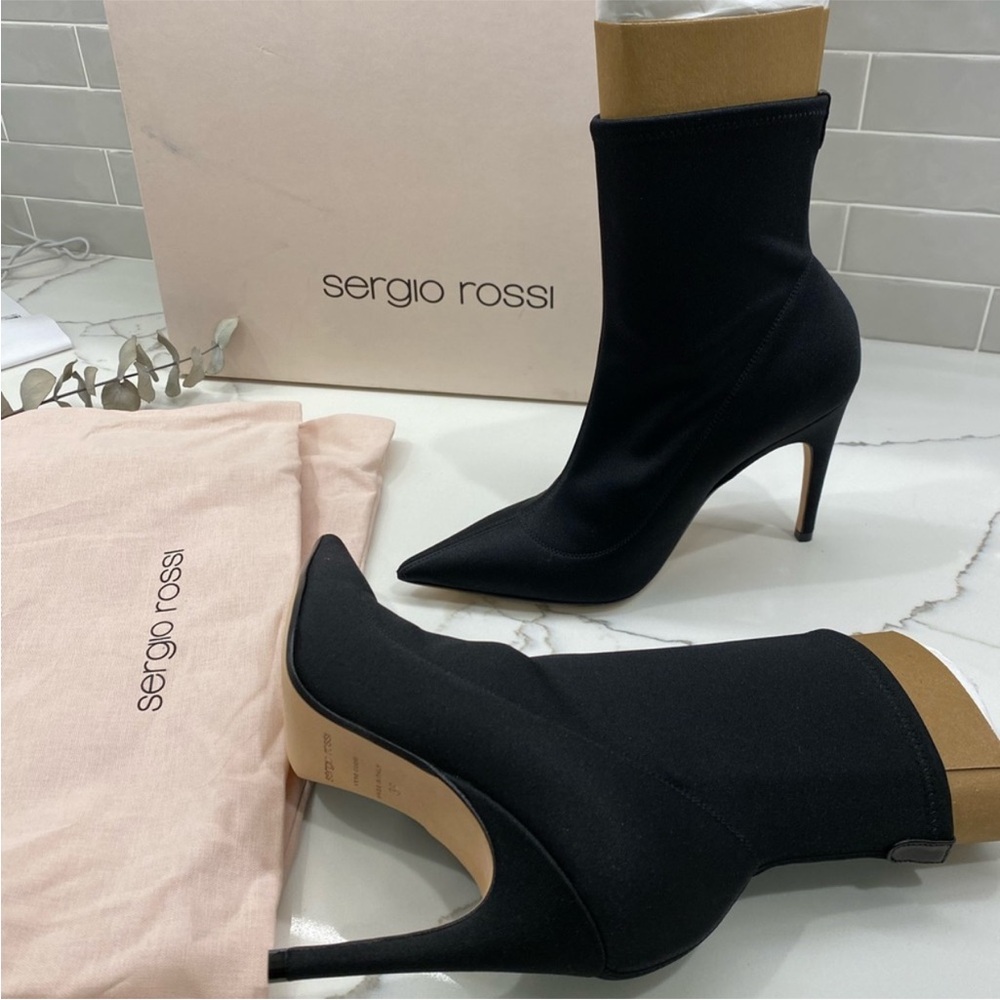 SERGIO ROSSI EUR 36 black ankle pointy toes booties